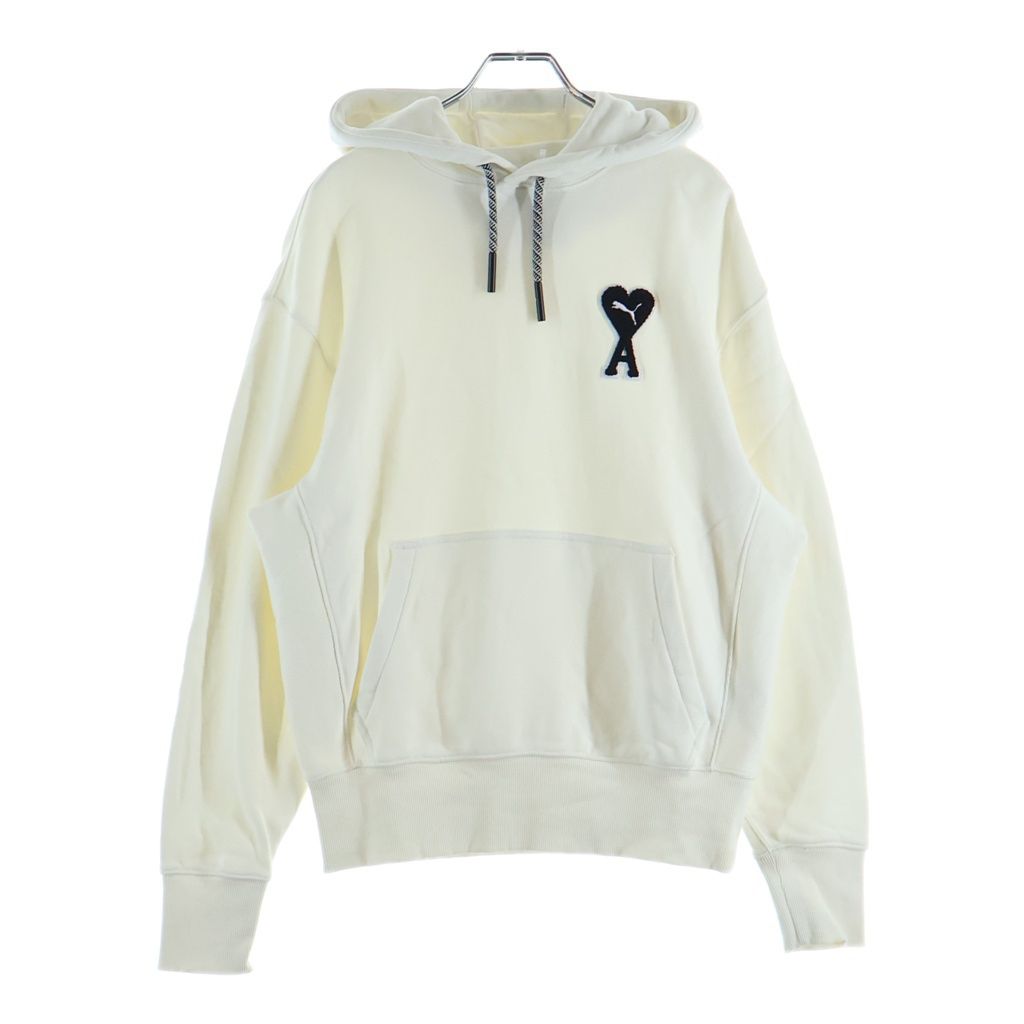 PUMA (プーマ) PUMA×AMI Alexandre Mattiussi ロゴフロントワッペン フーディ コットン 長袖 プルオーバー パーカー #S ホワイト 536231-75
