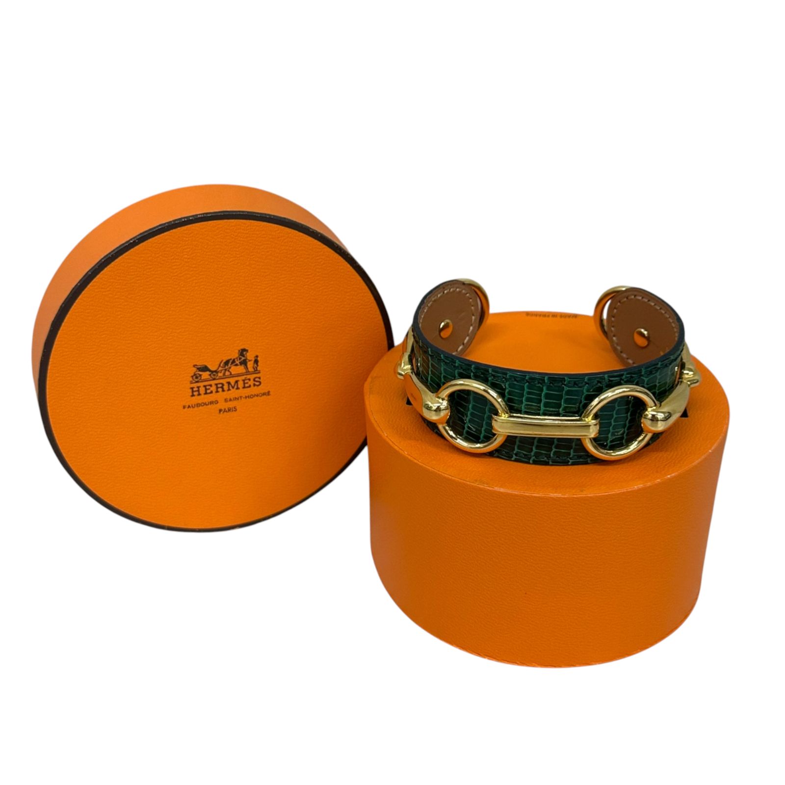 ✨美品✨HERMES エルメス　ホースビット　リザード　バングル　グリーン