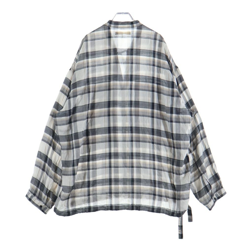 ANEI アーネイ ノーカラー 長袖チェックシャツ グレー AN0241_S1101_PL ANEI (アーネイ) ノーカラー 長袖チェックシャツ グレー AN0241_S1101_PL