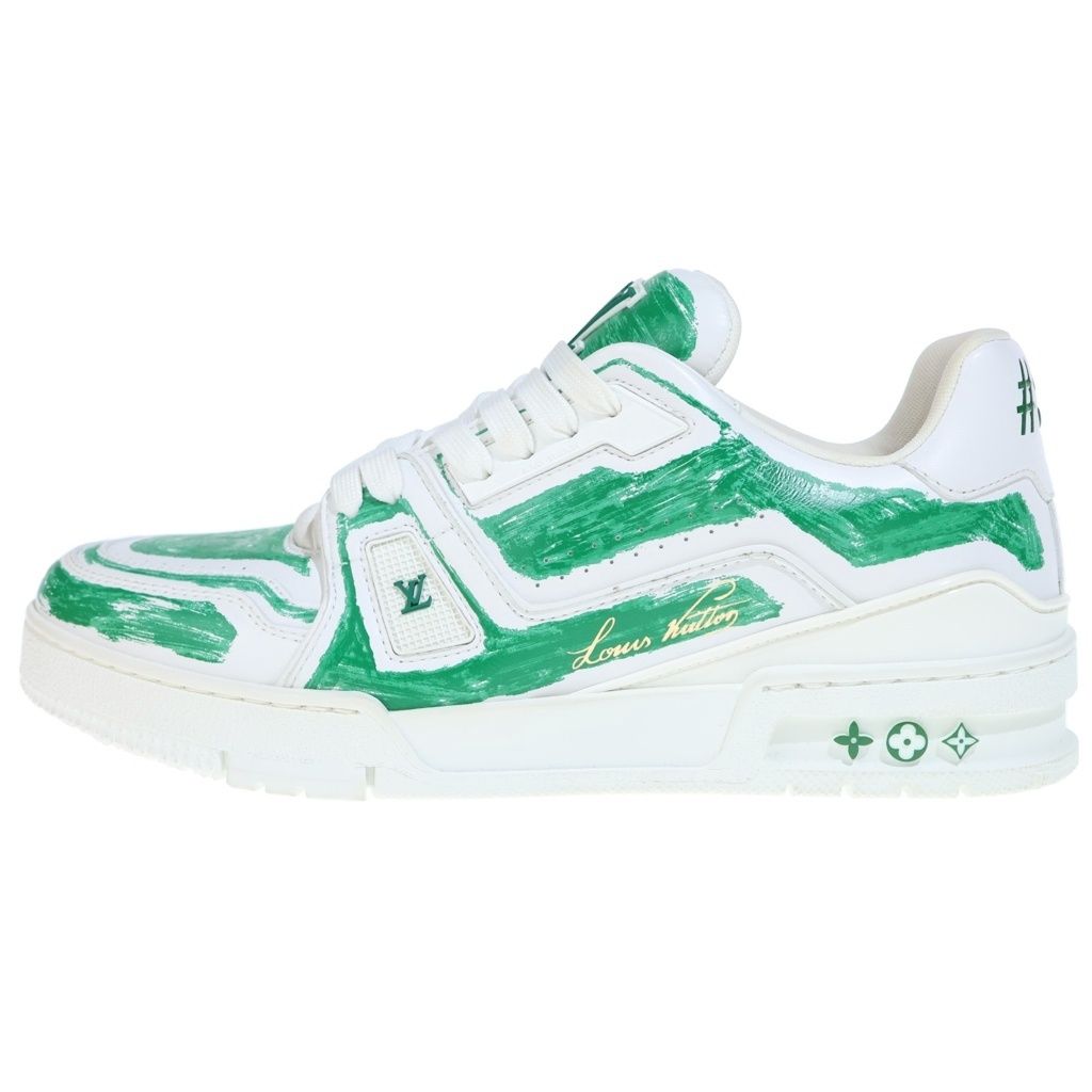 LOUIS VUITTON (ルイヴィトン) LV Trainer Sneaker トレイナー ローカットスニーカー シューズ ペイント グラフィティ ホワイト/グリーン LD0233
