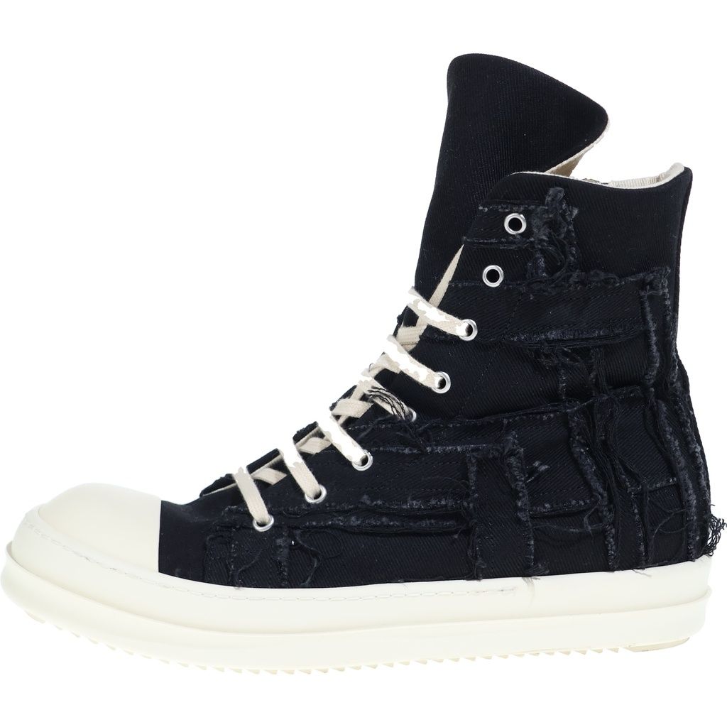DRKSHDW (ダークシャドウ) Frayed Denim High Top Sneakers デニムハイカットスニーカー ブラック