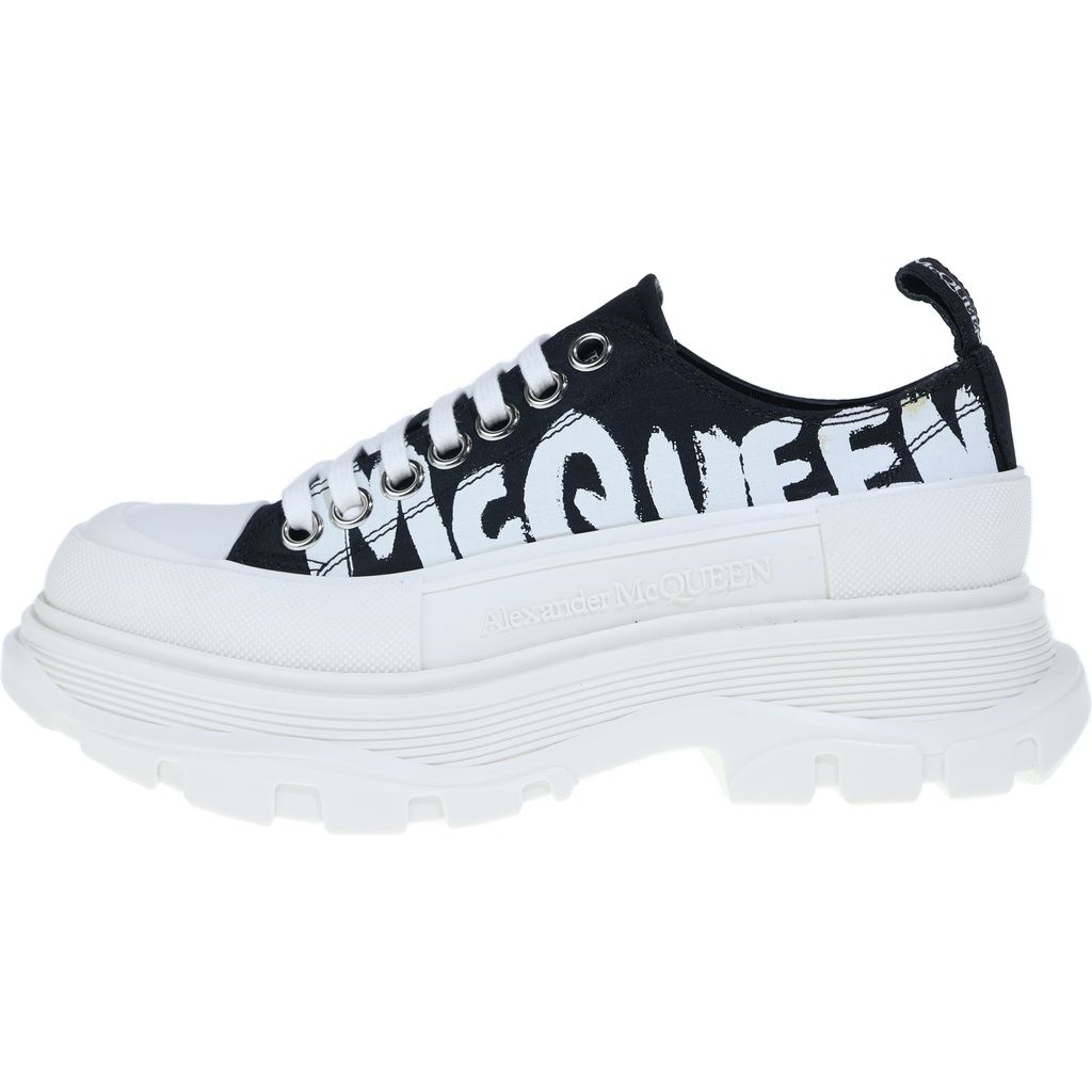 Alexander McQueen (アレキサンダーマックイーン) TREAD SLICK LOW LACE UP GRAFFITI グラフィック ローカットスニーカー レディース 708753 ブラック/ホワイト 708753 箱付