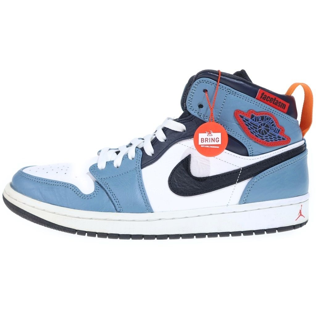 NIKE (ナイキ) ×FACETASM Air Jordan 1 Mid White/Navy CU2802-100 ×ファセッタズム エアジョーダン1 ミッド ハイカットスニーカー シューズ US10/28.0cm ホワイト/ネイビー