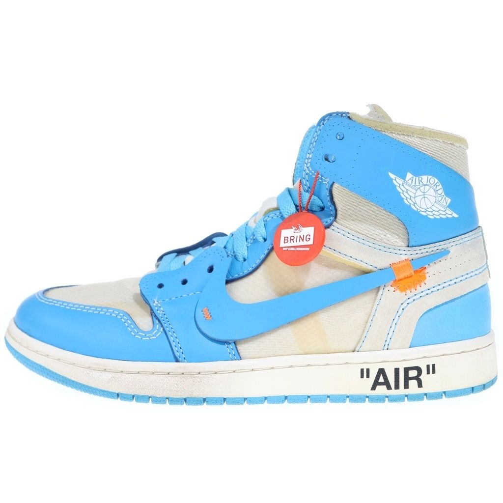 NIKE (ナイキ) ×OFF-WHITE AIR JORDAN 1 POWDER BLUE UNC AQ0818-148 オフホワイト エアジョーダン1 パウダーブルー ハイカットスニーカー US8.5/26.5cm ホワイト/ブルー