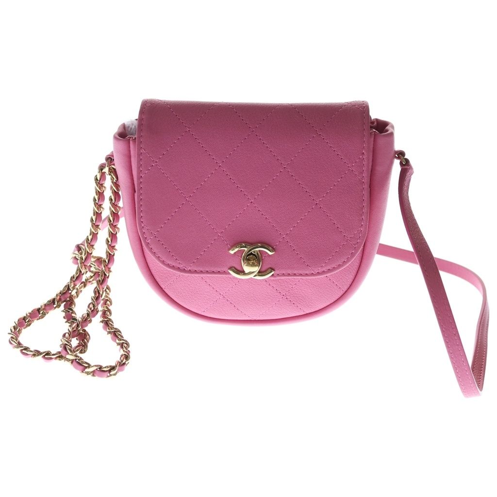 CHANEL (シャネル) ココマーク ミニ チェーンショルダーバッグ ゴートスキン レザー ピンク AS0143 26番台