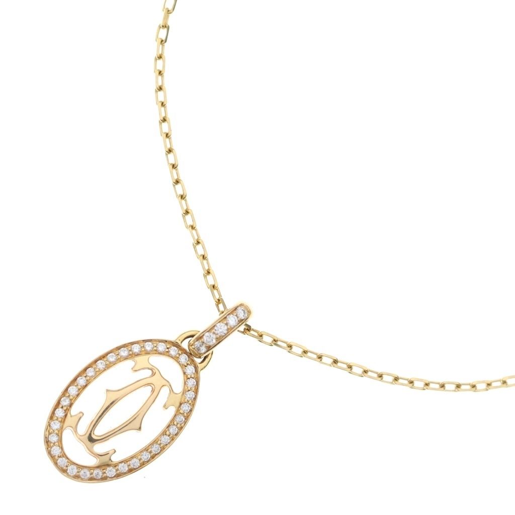 Cartier (カルティエ) ドゥーブルC ダイヤ ネックレス ペンダント Au750 K18 PG ピンクゴールド FLF171