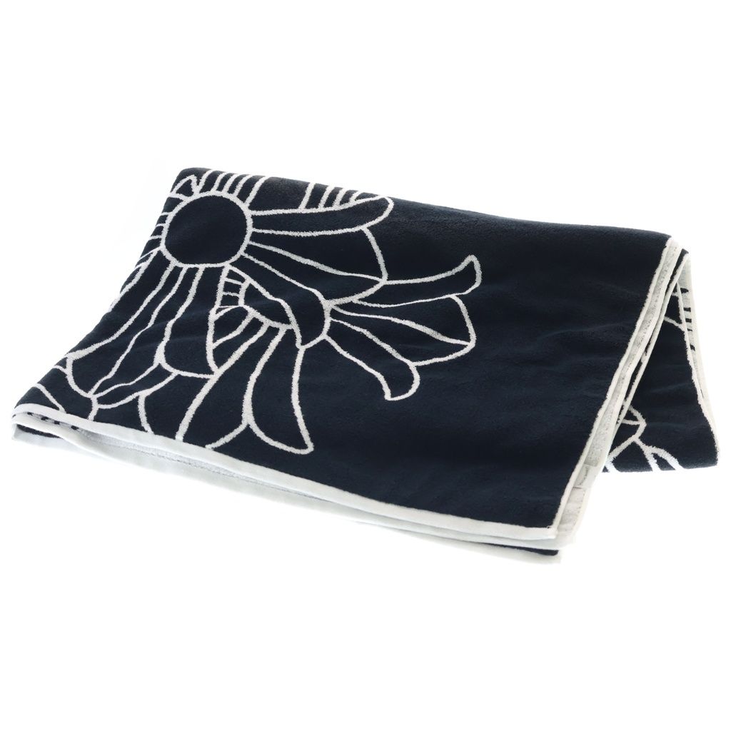CHROME HEARTS (クロムハーツ) Beach Towel Cem セメタリークロス総柄 ビーチタオル ブラック/ホワイト