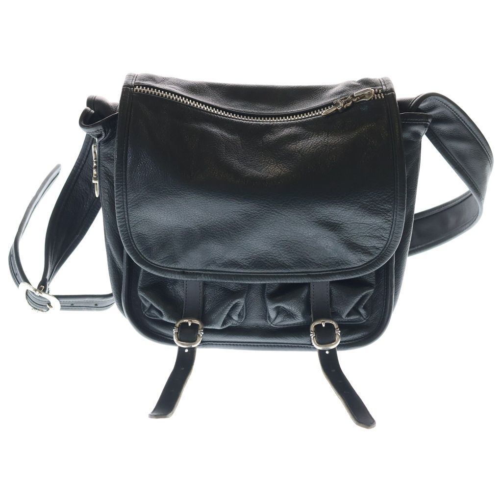 CHROME HEARTS (クロムハーツ) SHOULDER BAG-TINY ガンスリンガーストラップレザーショルダーバッグ ブラック