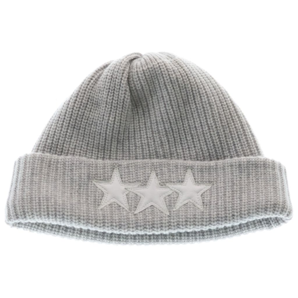 CHROME HEARTS (クロムハーツ) BEANIE スターパッチカシミヤビーニー グレー