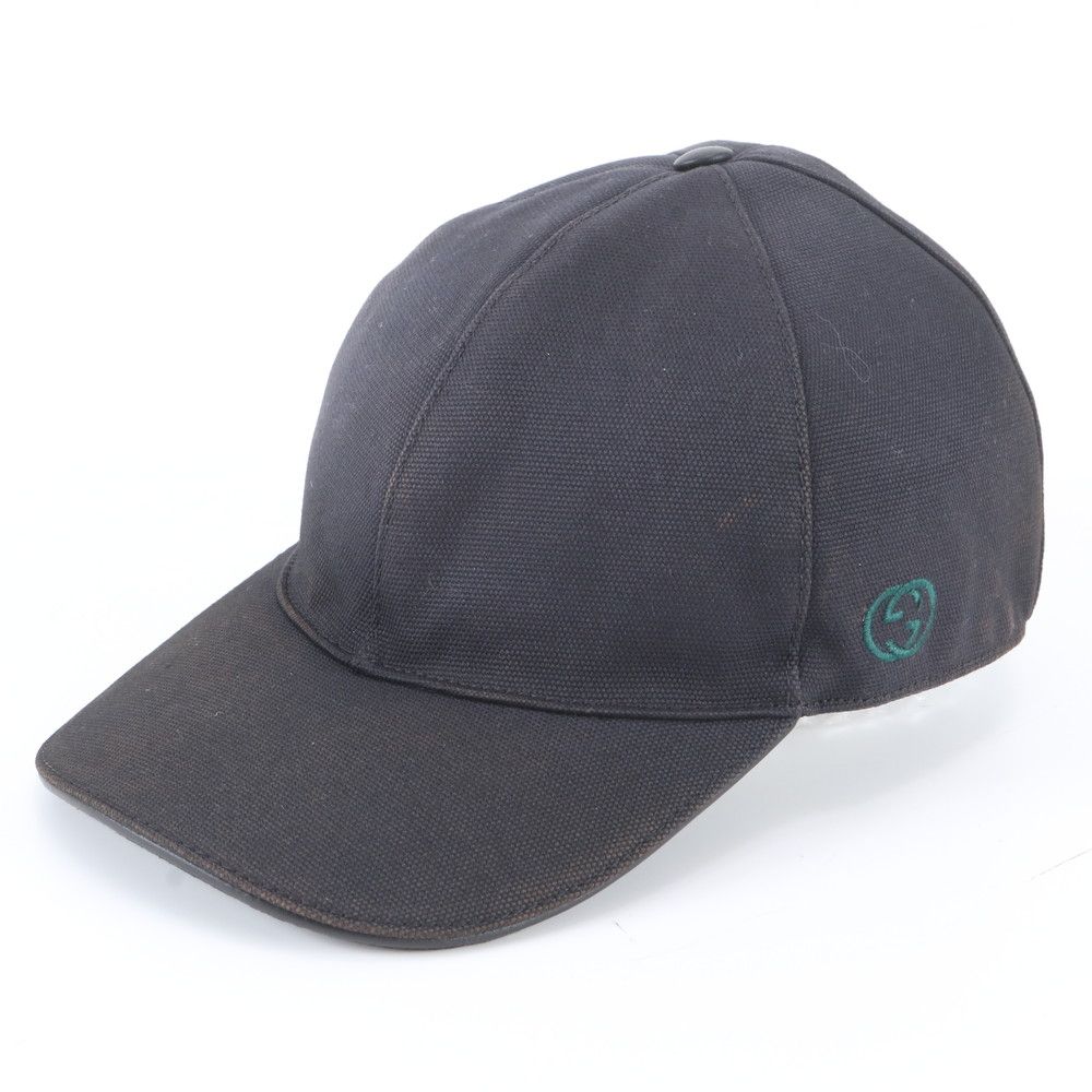 美品 グッチ タグ付 シェリー ライン ベースボール キャップ L 帽子 ファッション おしゃれ ブラック 黒 メンズ WIM EG46-3【中古】