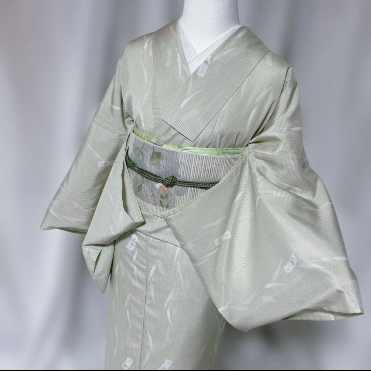 美品 東レ 絽 江戸小紋 フルセット 夏羅帯 夏帯締め 夏帯揚げ 裄丈69