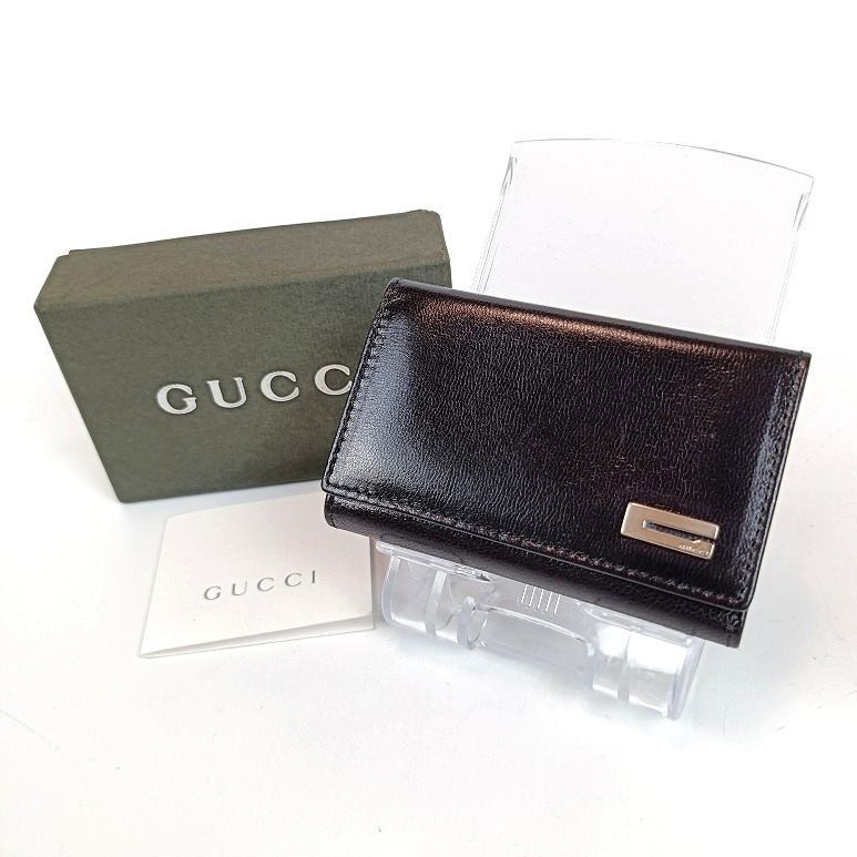 未使用 GUCCI グッチ 6連 キーケース レザー ブラック 黒 金具シルバー