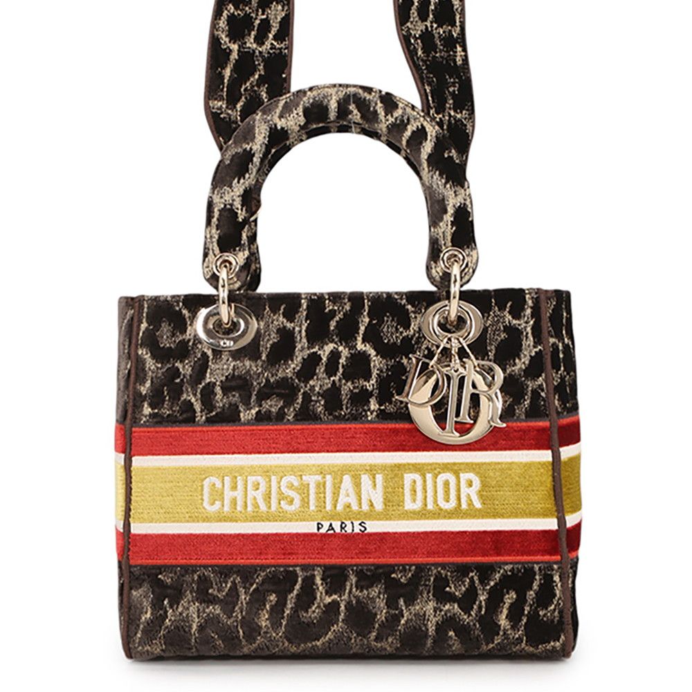 クリスチャン・ディオール ハンドバッグ レディディーライト ミディアム ベルベット M0565OTGT Christian Dior 2way レオパード