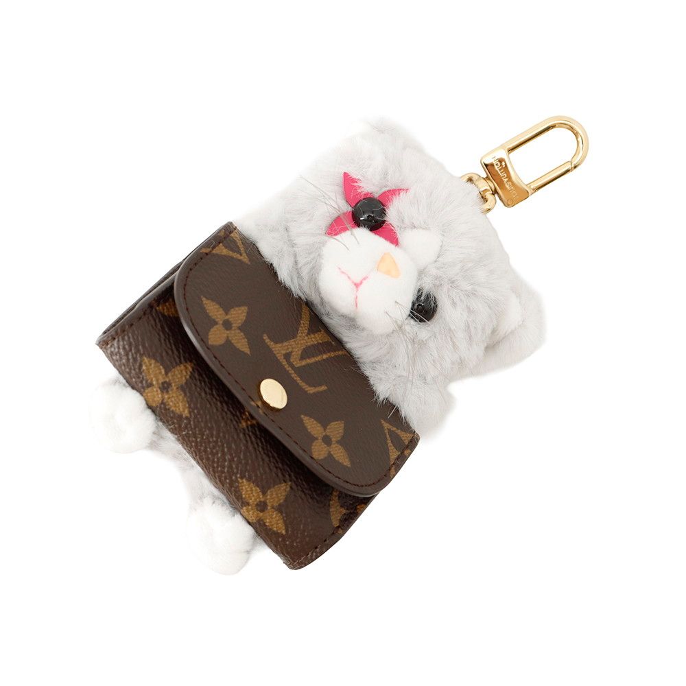 ルイヴィトン バッグチャーム モノグラム フェイクファー LV キュート キトン M03512 LOUIS VUITTON イヤホンケース