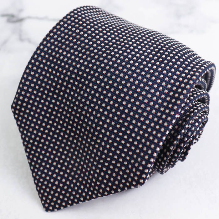 ブリオーニ ブランド ネクタイ スクエアドット柄 ハンドメイド シルク イタリア製 PO メンズ ネイビー Brioni 世界最高峰ｽｰﾂ 【中古】