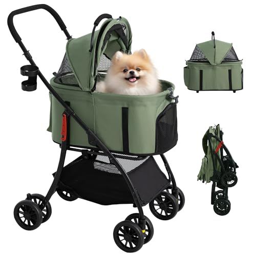 【55cmゆりかご ? 超軽量4.5KG】MILA&LOUIS ペットカート おしゃれ犬 カート ペットカート 多頭の小型犬&猫 中型犬一匹用 4輪耐摩耗 犬用カート 犬 ベビーカー 人気 分離型・全体と折りたたみ式 ペットバギー 前輪360°後輪ブレーキ付★