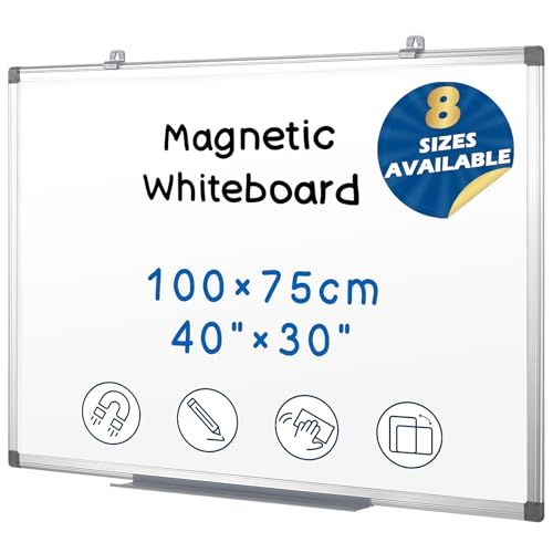 Swansea 大型ホワイトボード 吊り下げ式ホワイトボード アルミフレーム 磁気 (横100 cm x 高さ75 cm)★