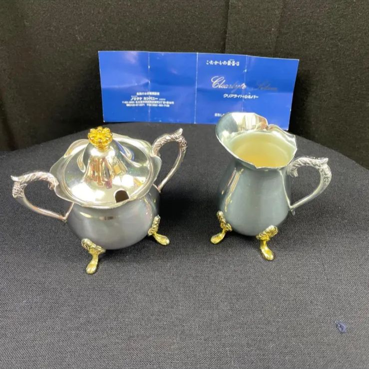NORITAKE/ノリタケ、クリアライトシルバー、シュガーポット、クリーマーセット