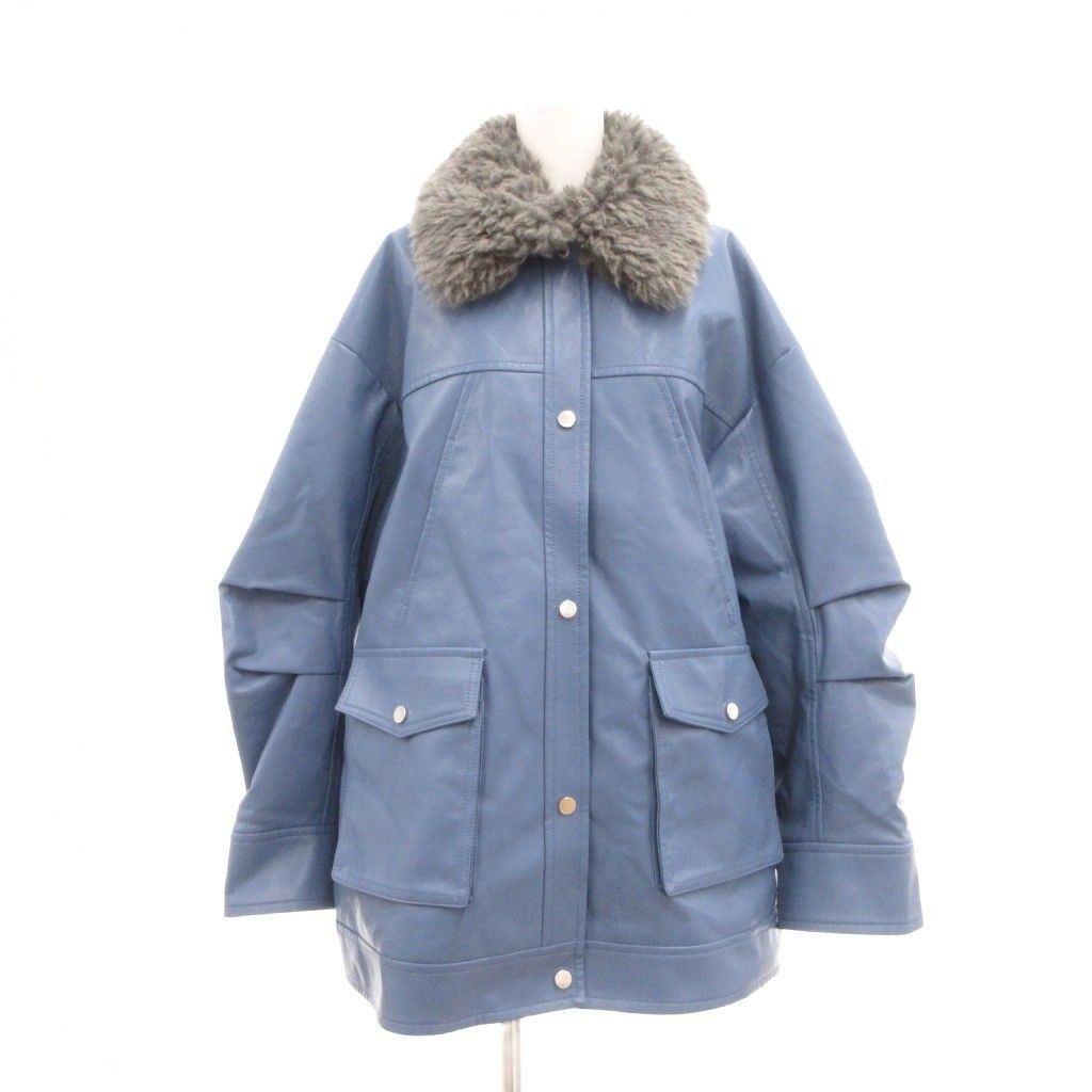 メゾンスペシャル MAISON SPECIAL ジャケット F 青 ブルー ファー襟 フラップポケット /SC ■ECF006