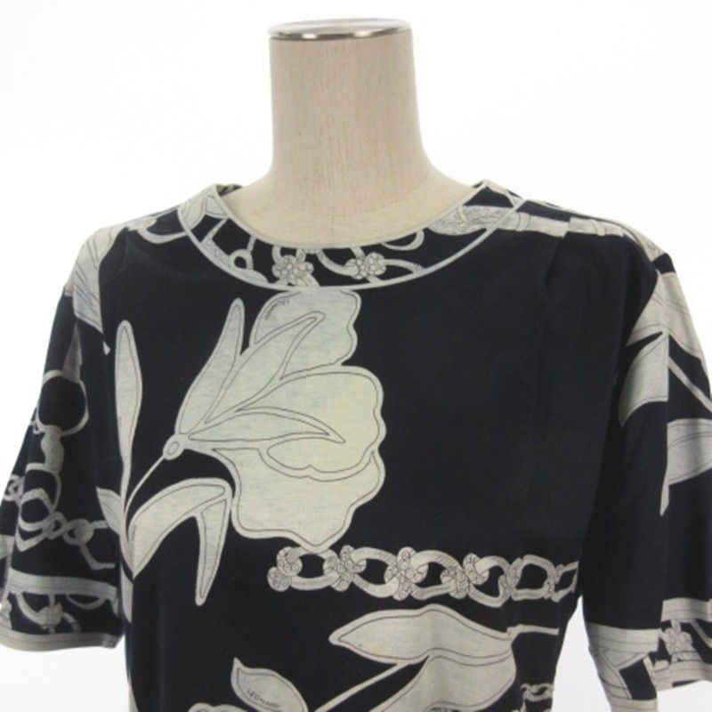 レオナール LEONARD FASHION 花柄 カットソー 半袖 ネイビー LL - メルカリ