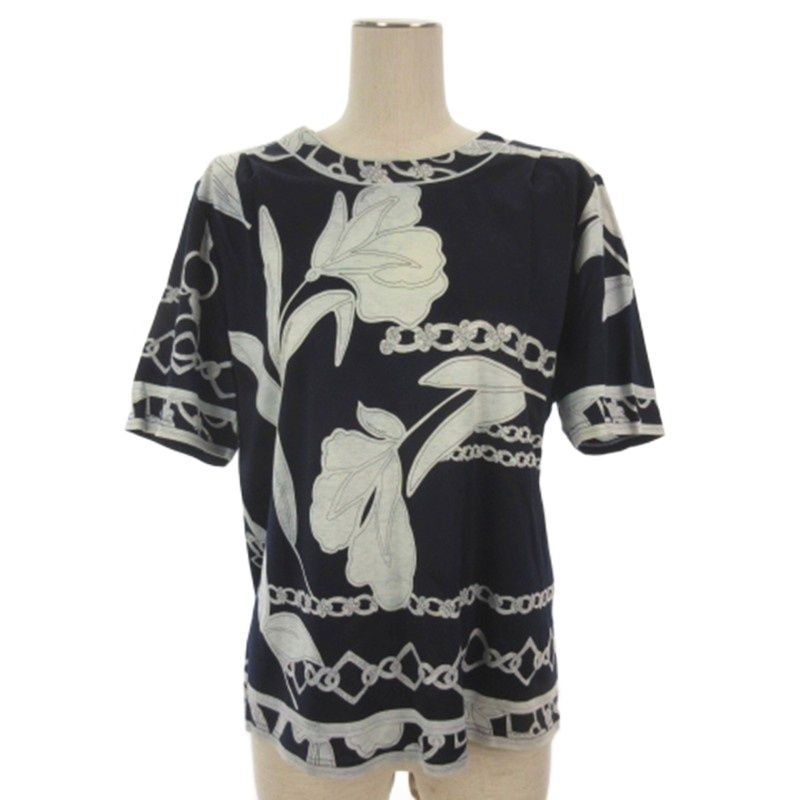 レオナール LEONARD FASHION 花柄 カットソー 半袖 ネイビー LL - メルカリ