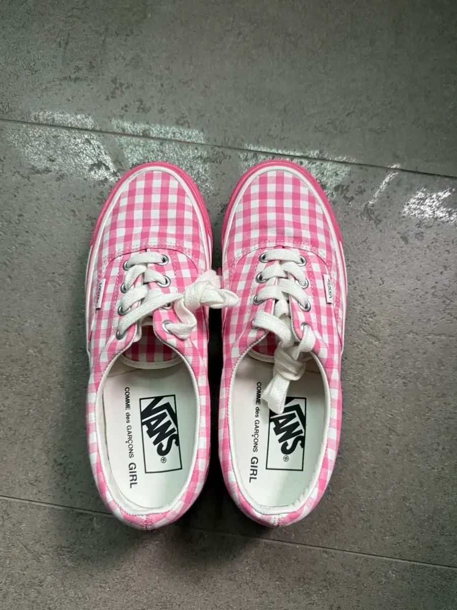 VANS ヴァンズ X COMME des GARCONS コム・デ・ギャルソン Girl ガール ギンガム チェック ピンク スニーカー
