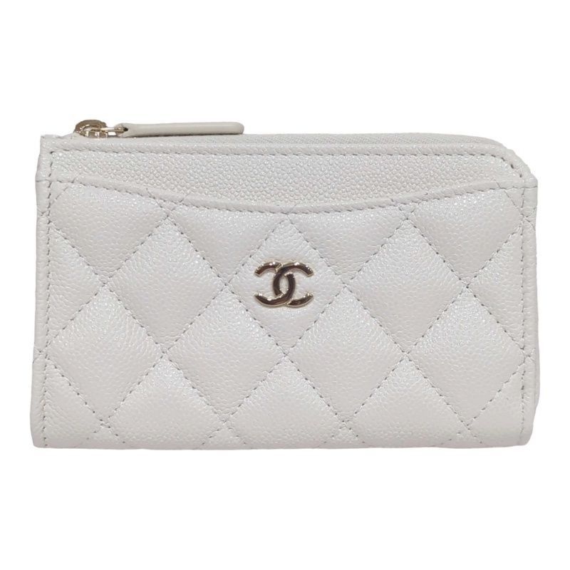 CHANEL シャネル クラシック ジップ カードケース AP3179 ホワイト キャビアスキン カードケース レディース 【新品】 12606K231