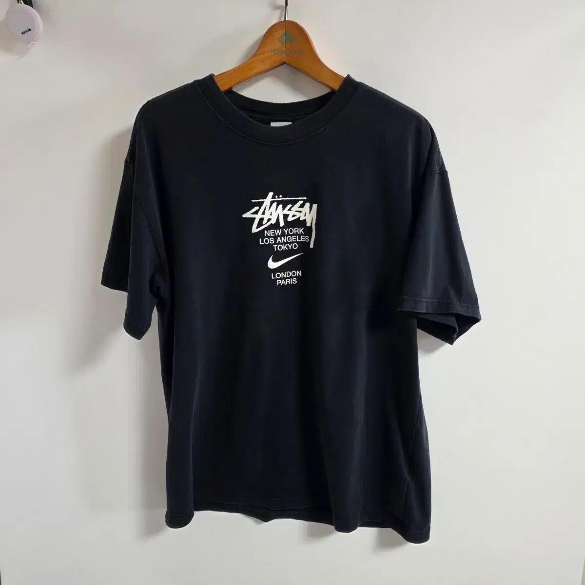 XL NIKE x STUSSY WORLD TOUR INTERNATIONAL 半袖 Tシャツ ブラック