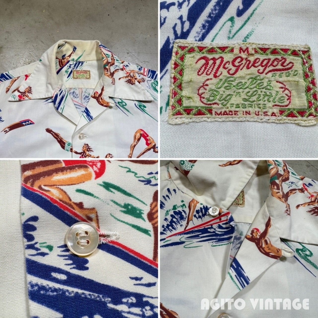 40's McGREGOR コットンオープンカラーシャツ ハワイアンシャツ マリン