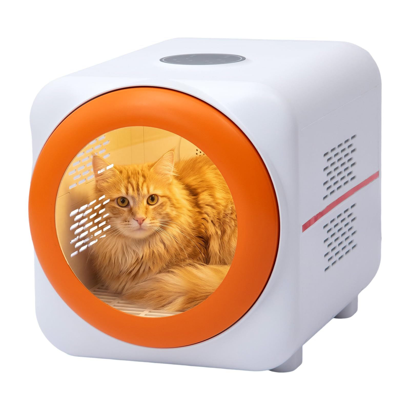 ペットドライルーム ペットドライヤーボックス 小型犬 猫用 ドライルーム 乾燥機 ボックス ドライヤーハウス 多頭用 犬 猫 エアシャワー対応 お風呂後 自動速乾 静音性 62 L PSE認証 (ホワイト-オレンジ)t f2dcfb2c