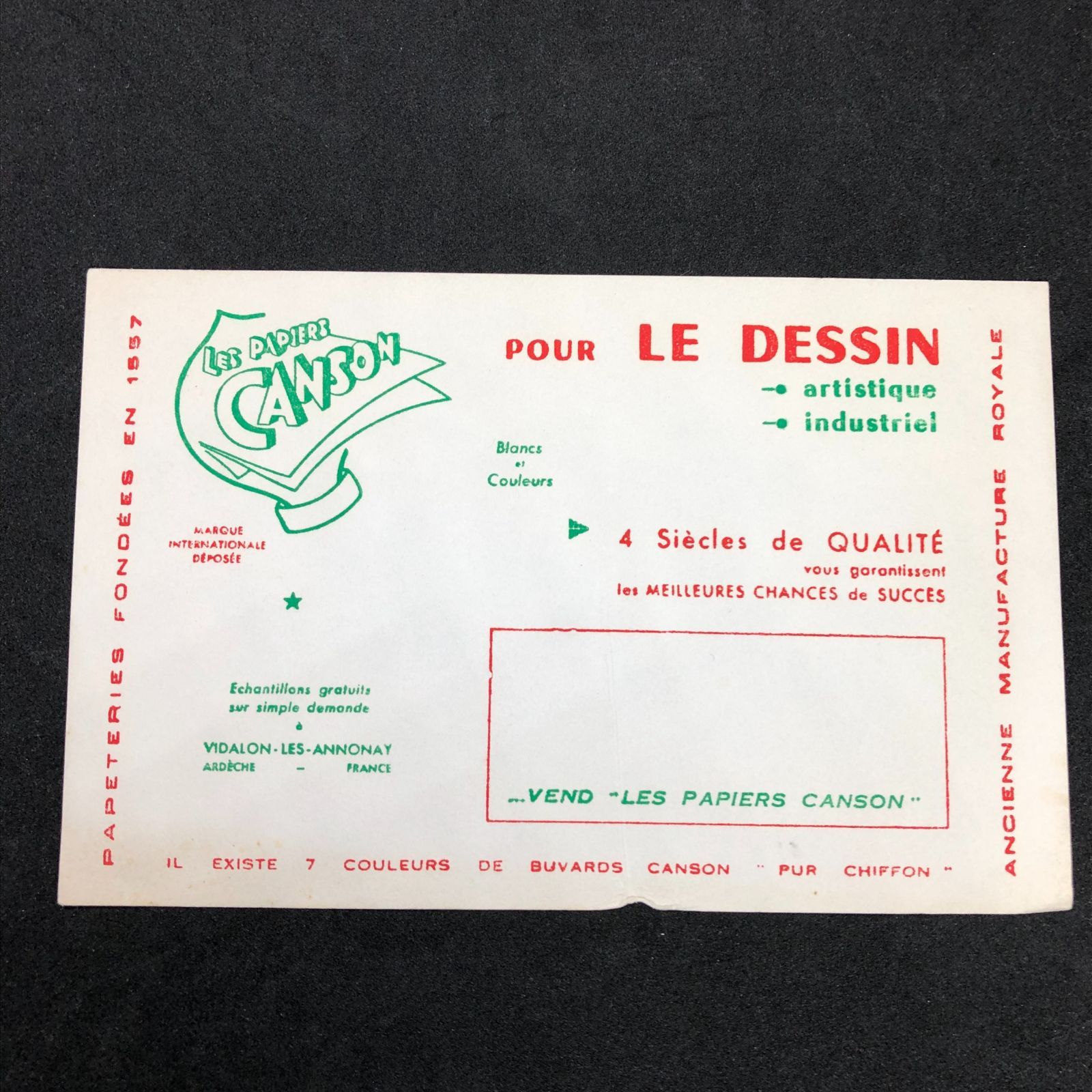 Antique Retro Buber Imported Miscellaneous Goods France “CANSON Imported Miscellaneous Goods Retro (CANSON)/Art Supplies Manufacturer” Advertisement Vintage Advertising Imported Miscellaneous Goods Retro (Buvard) (VYB092)