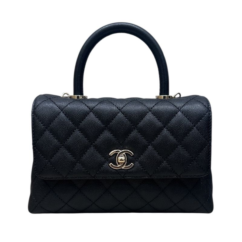 シャネル CHANEL ココハンドルXS A92990 ブラック シルバー金具 キャビアスキン レディース ハンドバッグ