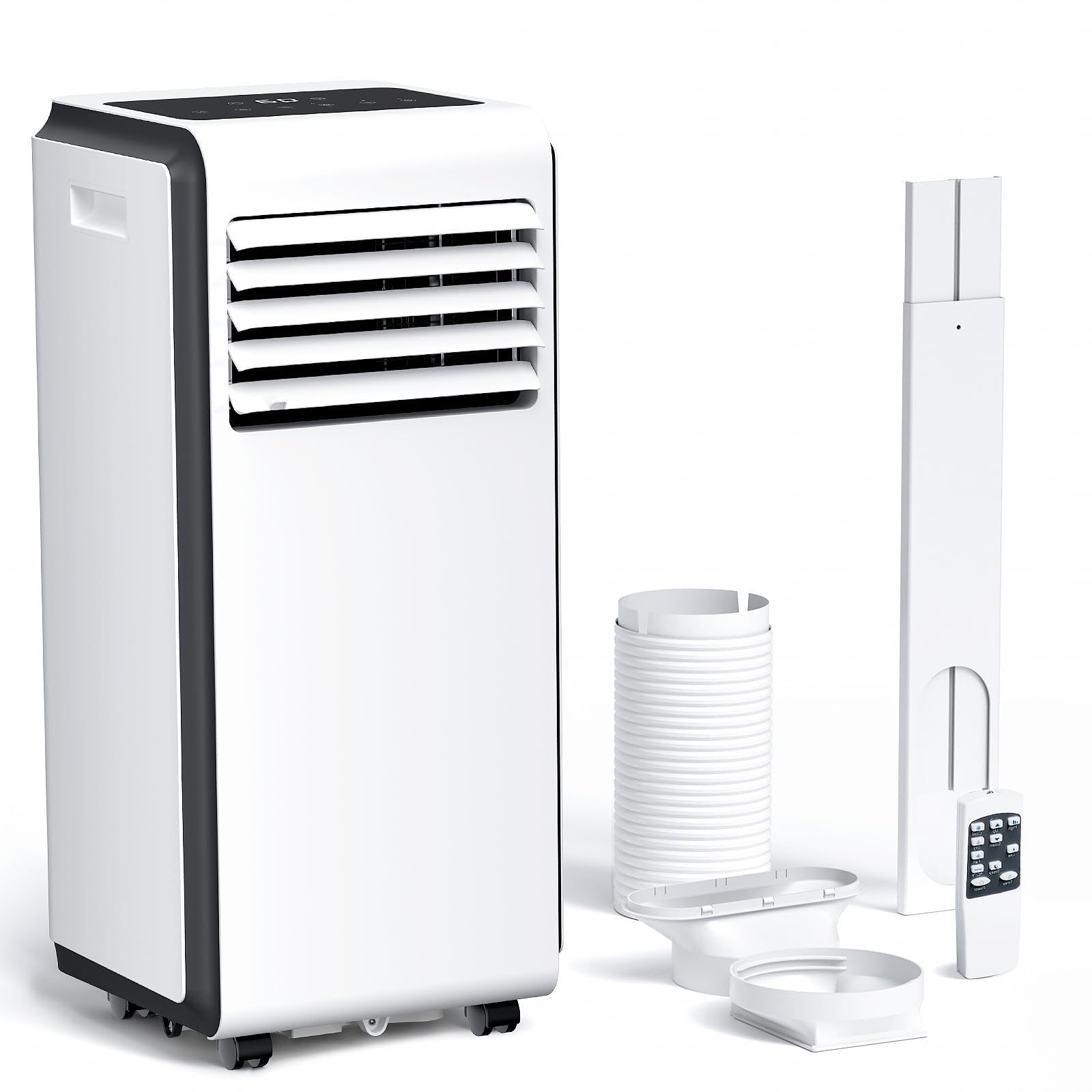 ZAFRO スポットクーラー 家庭用 2kW スポットエアコン【2026年最新】 移動式エアコン 工事不要 除湿 25L/日 ポータブルクーラー 6-8畳 冷風 送風 24Hタイマー 静音 おやすみモード リモコン 窓パネル付き 置き型 キャ d6084080