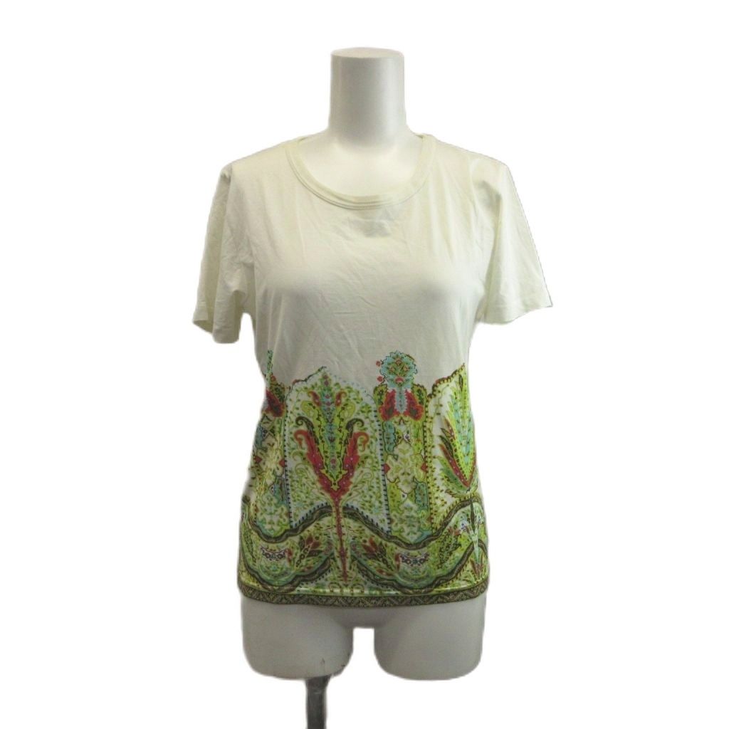 エトロ ETRO Tシャツ カットソー 白 ホワイト ペイズリー柄 ラウンド