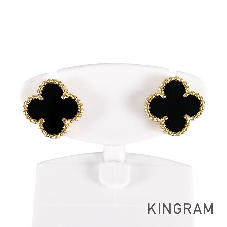 ヴァンクリーフ＆アーペル Van Cleef & Arpels スウィート アルハンブラ K18YG オニキス ピアス sss【中古】