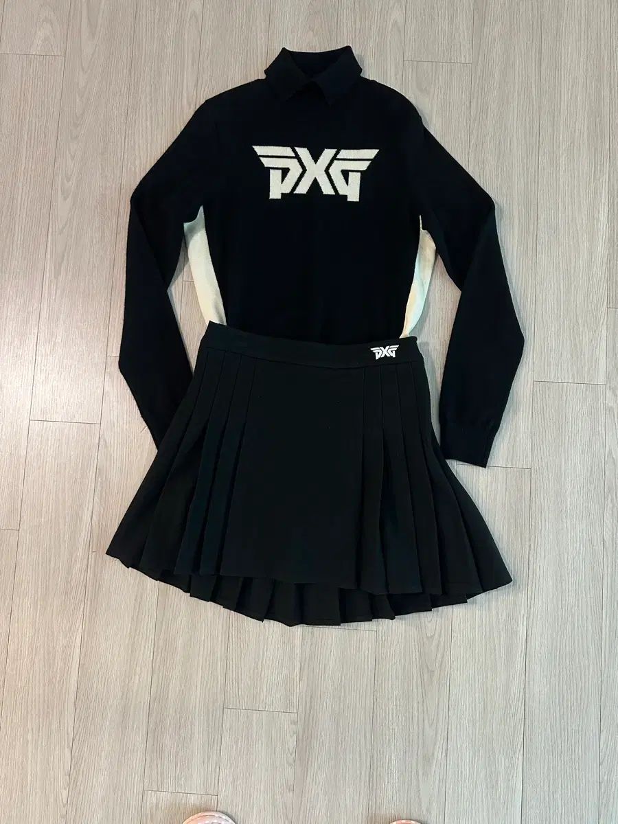 PXG ゴルフウェア ブラック ニット スカート セット 正規品