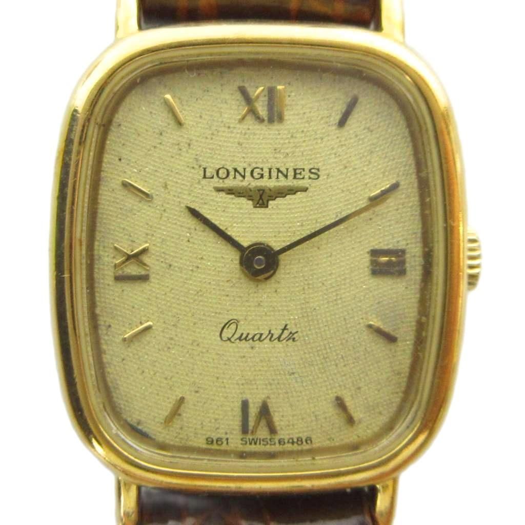 ロンジン LONGINES 腕時計 ウォッチ クォーツ レザーベルト ロゴ ローマン ゴールド色 ■GY18 /MQ