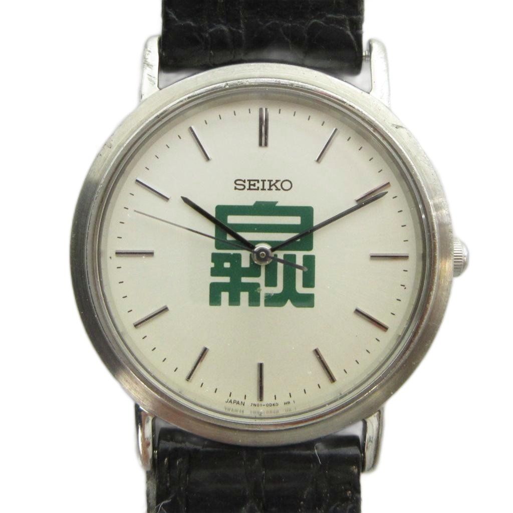 セイコー SEIKO 7N01-OBHO 腕時計 ウォッチ クォーツ レザーベルト ロゴ 白秋 シルバー色 ■GY18 /MQ