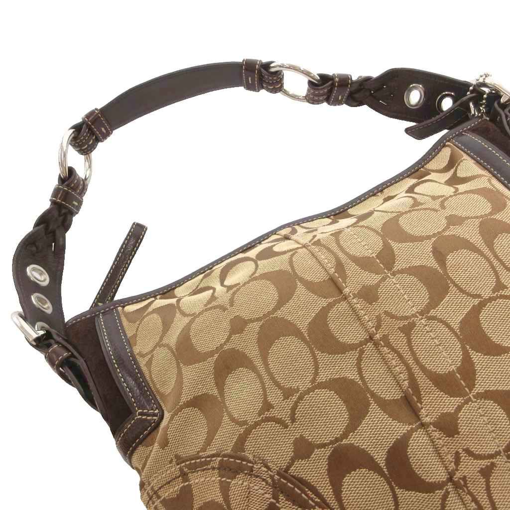 コーチ ショルダーバッグ　ワンショルダー　ホーボー シグネチャー　ベージュ コーチ COACH ハンドバッグ ワンショルダー シグネチャー ホーボー