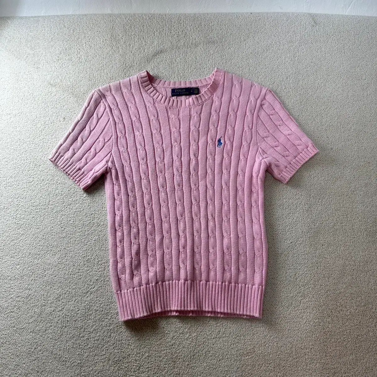 W 95 POLO RALPH LAUREN (ポロラルフローレン) ピンク 新モデル ケーブル編み 半袖