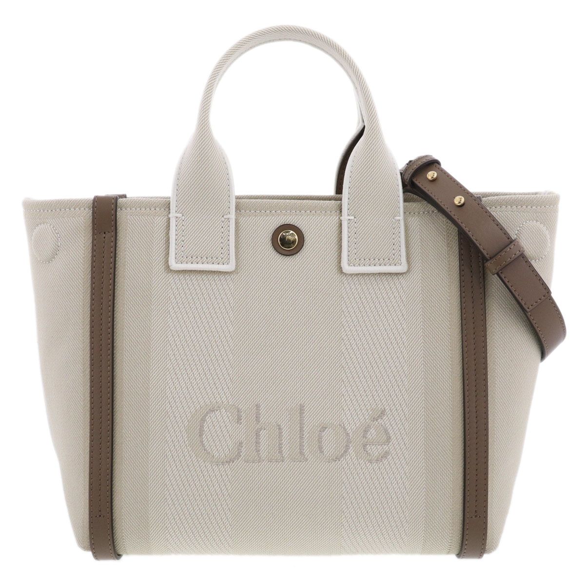 Chloe クロエ キャリースモール 2WAYハンドバッグ トートバッグ CHC25SS911 O65 レディース キャンバス ベージュ 中古