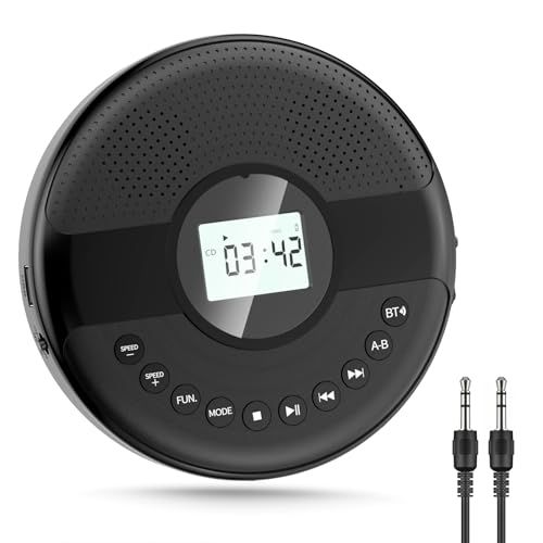 ★新品★Gueray CDプレーヤー ポータブル 充電可能 Bluetooth受信/送信 スピーカー内蔵 CDプレイヤー USB再生 再生スピード調節 AUX/PROG/リピート再生 3.5mmイヤホン対応 音楽鑑賞/語学学習/素敵なプレゼン 9dbb84fd