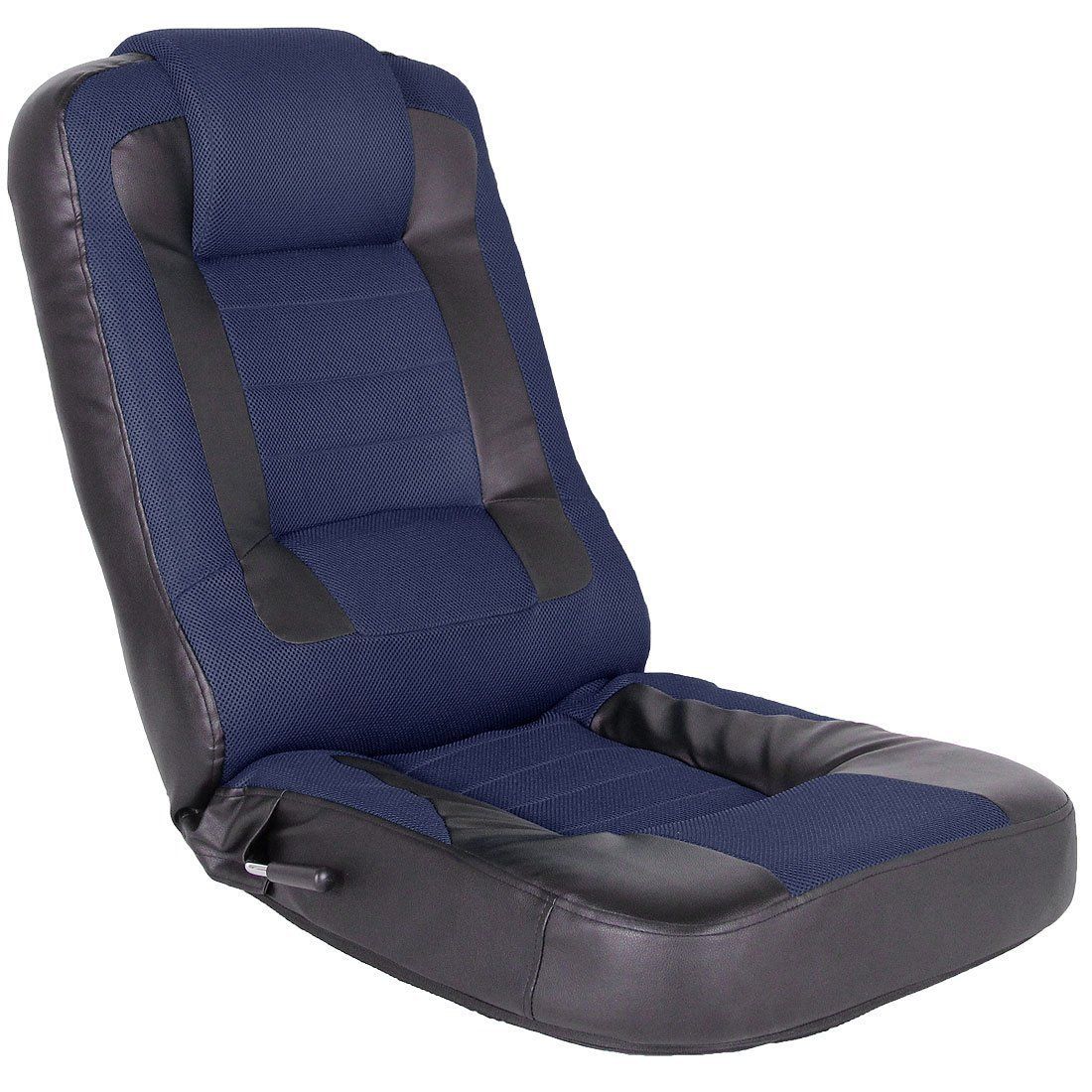 ★新品★CYBER-GROUND ゲーミング座椅子 ゲーミングチェア メッシュ レバー式 14段階 リクライニング パーソナルチェア ネイビー 15110004 NV 【49158】 d109dffe