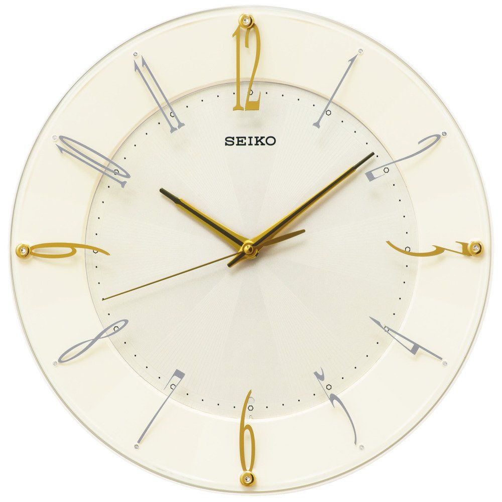 セイコークロック 掛け時計 電波 アナログ クリーム 光沢 KX214C SEIKO 本体サイズ:32.7×32.7×4.6cm送料無料 6bc78324