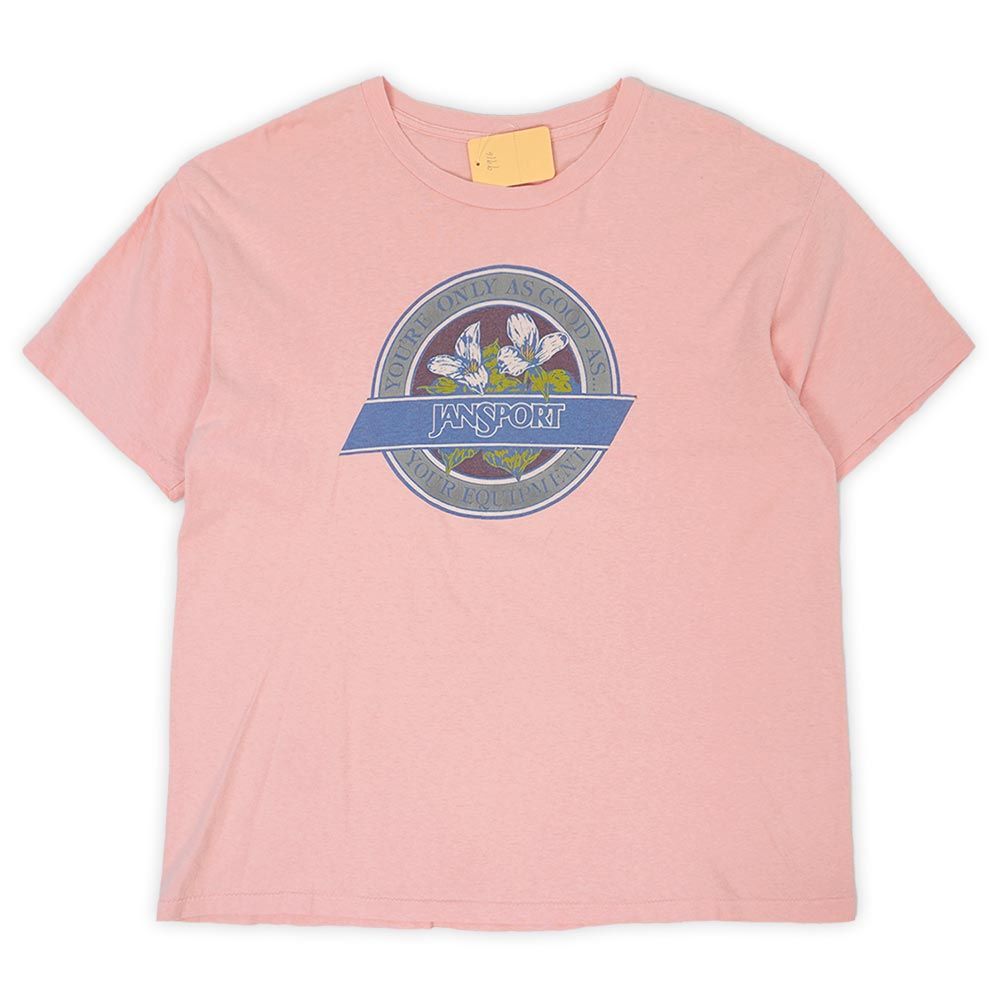 ジャンスポーツ JANSPORT 90s 90年代 プリントTシャツ フラワー 花 シングルステッチ 珍品 MADE IN USA アメリカ製 アウトドア ヴィンテージ 古着 メンズ Tシャツ・カットソー ピンク XL【中古】