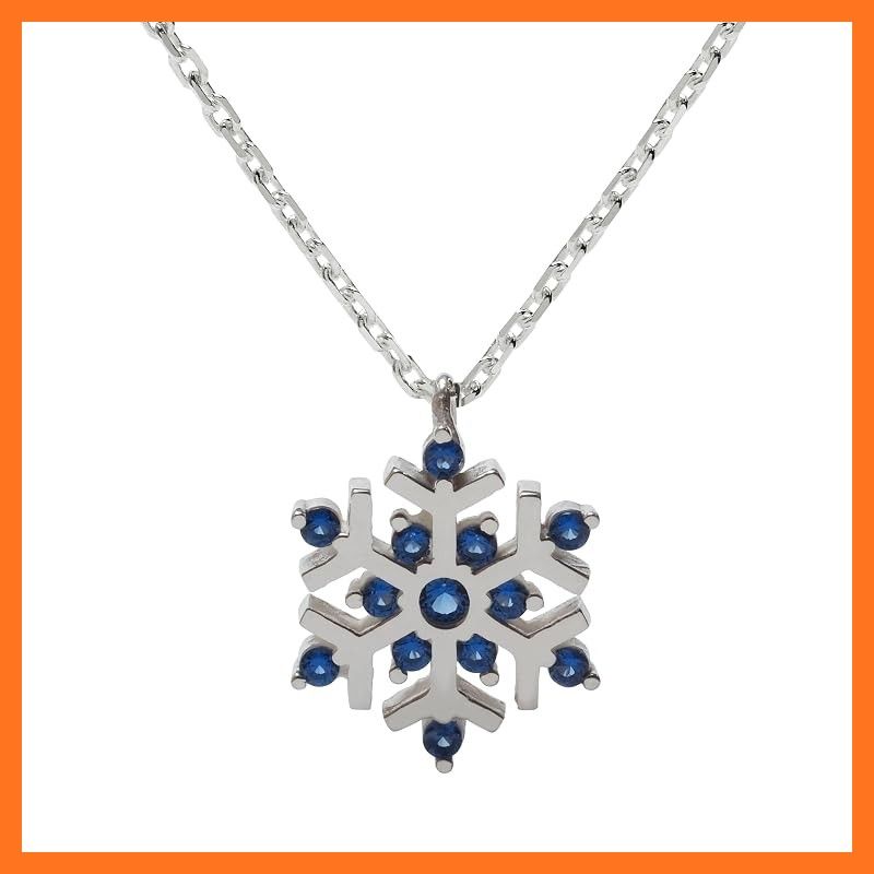 【新品】 [Cloud-jewelry] クラウドジュエリー サファイア 雪の結晶 レディース ネックレス シルバー925 9月誕生石 【木製 プレゼント ギフト BOX付 】 sfn-2s