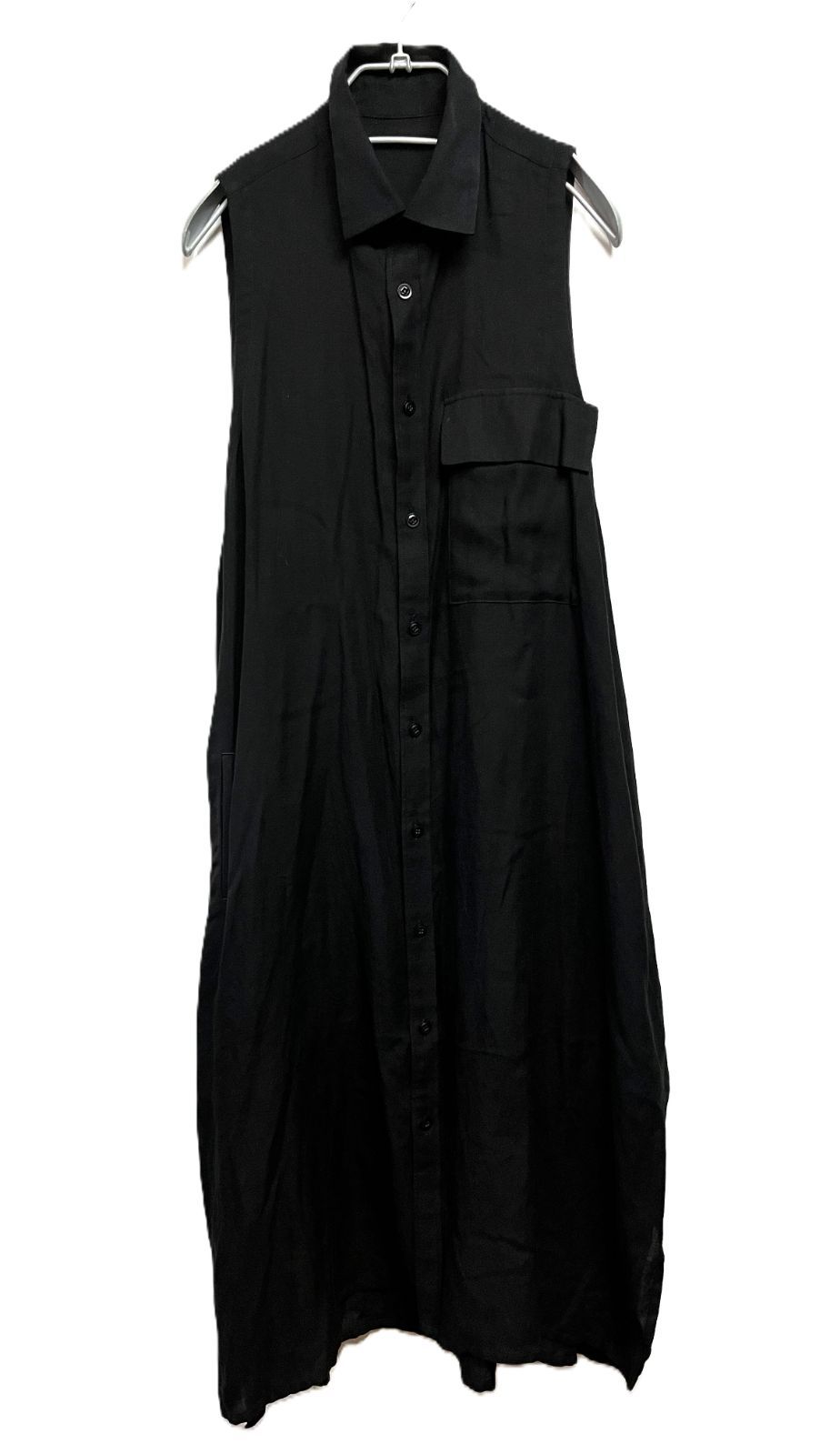 Y’s ワイズ リネン シアー シャツワンピース 黒Yohji Yamamoto Yohji Yamamoto Y's｜ヨウジヤマモト ワイズ リネン ノースリーブ