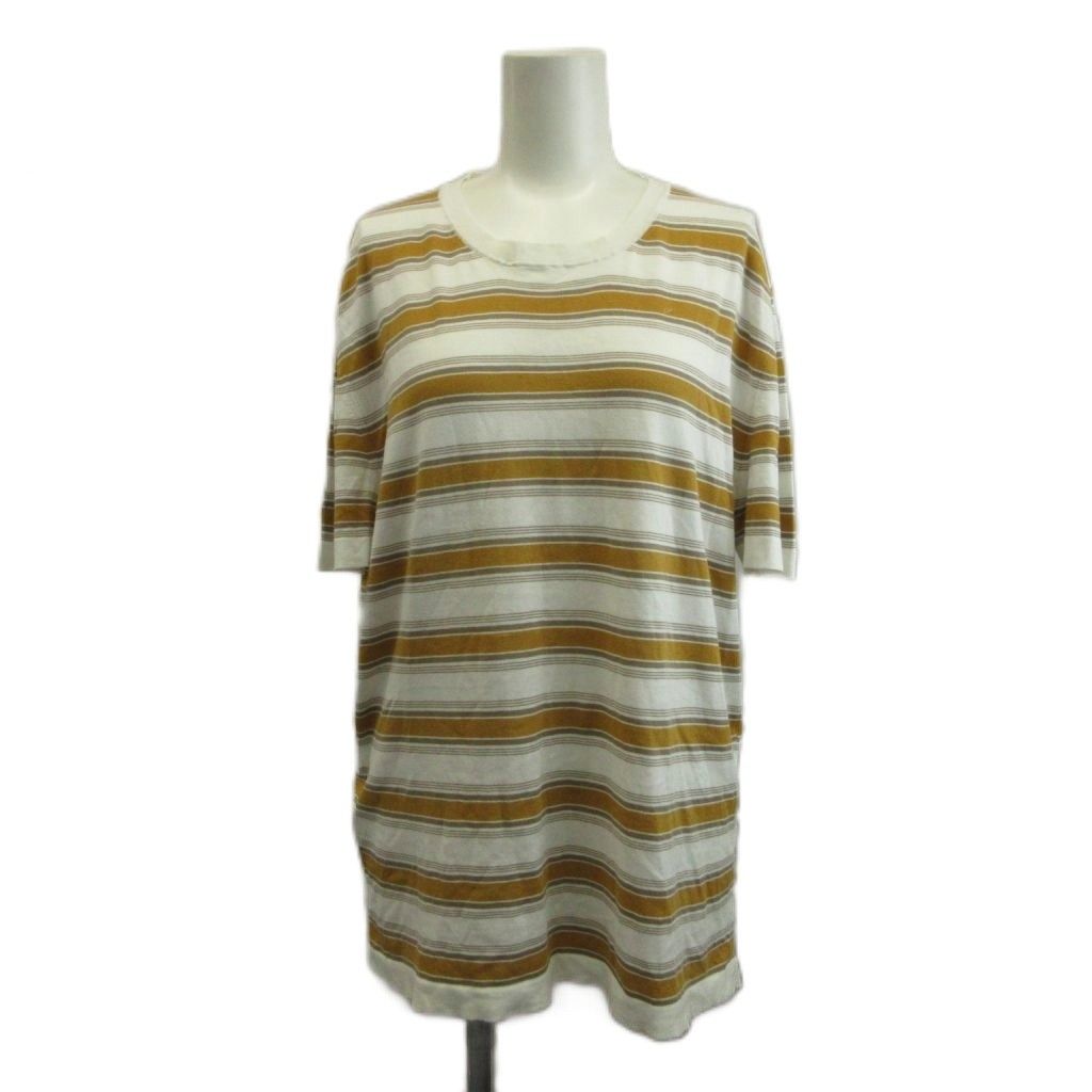 エルメス HERMES Ｔシャツ ボーダー カットソー M 白 ホワイト 茶色 ブラウン ラウンドネック 半袖 /KK ■GY62 8,175円