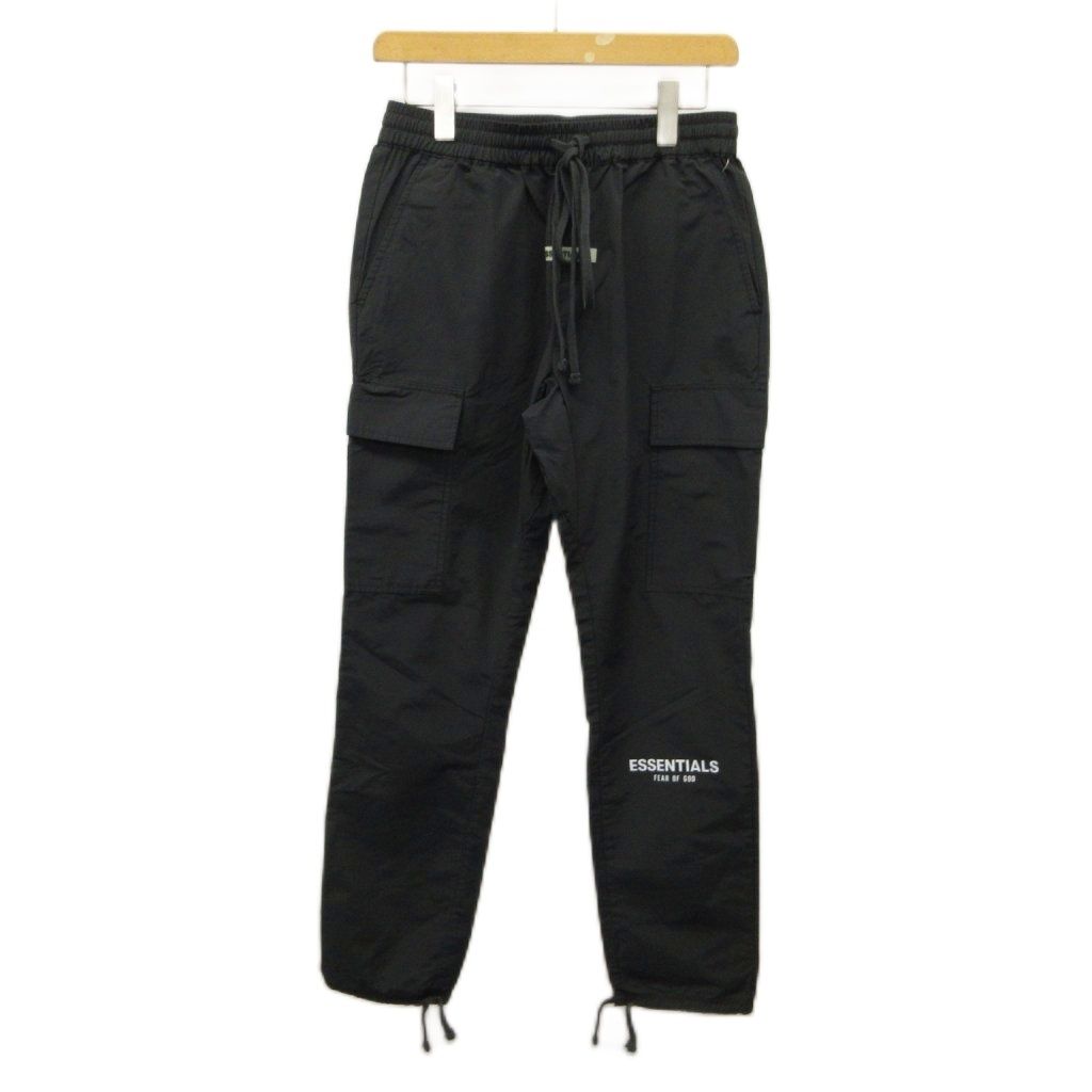 フィアオブゴッド エッセンシャルス Fear of God Essentials パンツ ナイロンパンツ XS 黒 ブラック ドローストリング カーゴポケット 無地 /KK ■GY62
