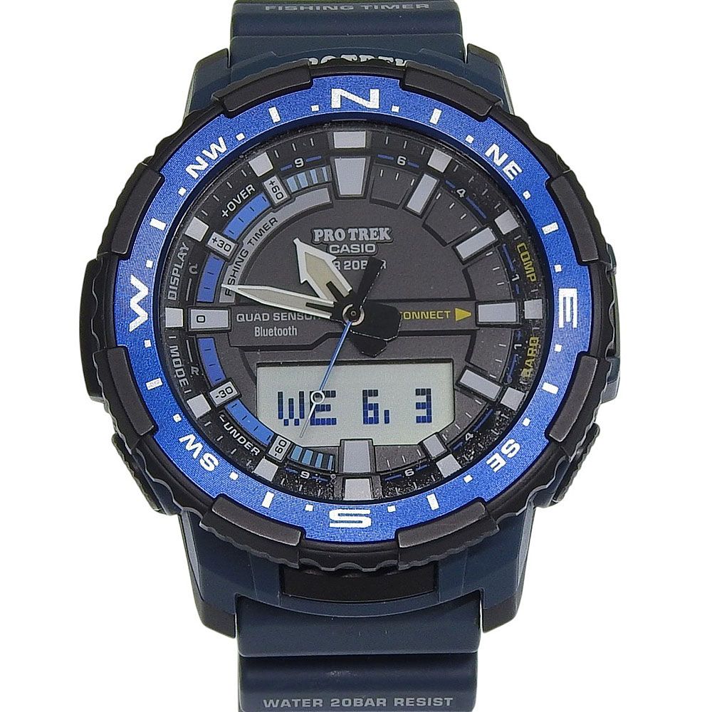 【CASIO】カシオ プロトレック アングラーライン フィッシングタイマー PROTREK PRT-B70-2JF ステンレススチール×ラバー クオーツ アナログ表示 メンズ 黒文字盤 腕時計